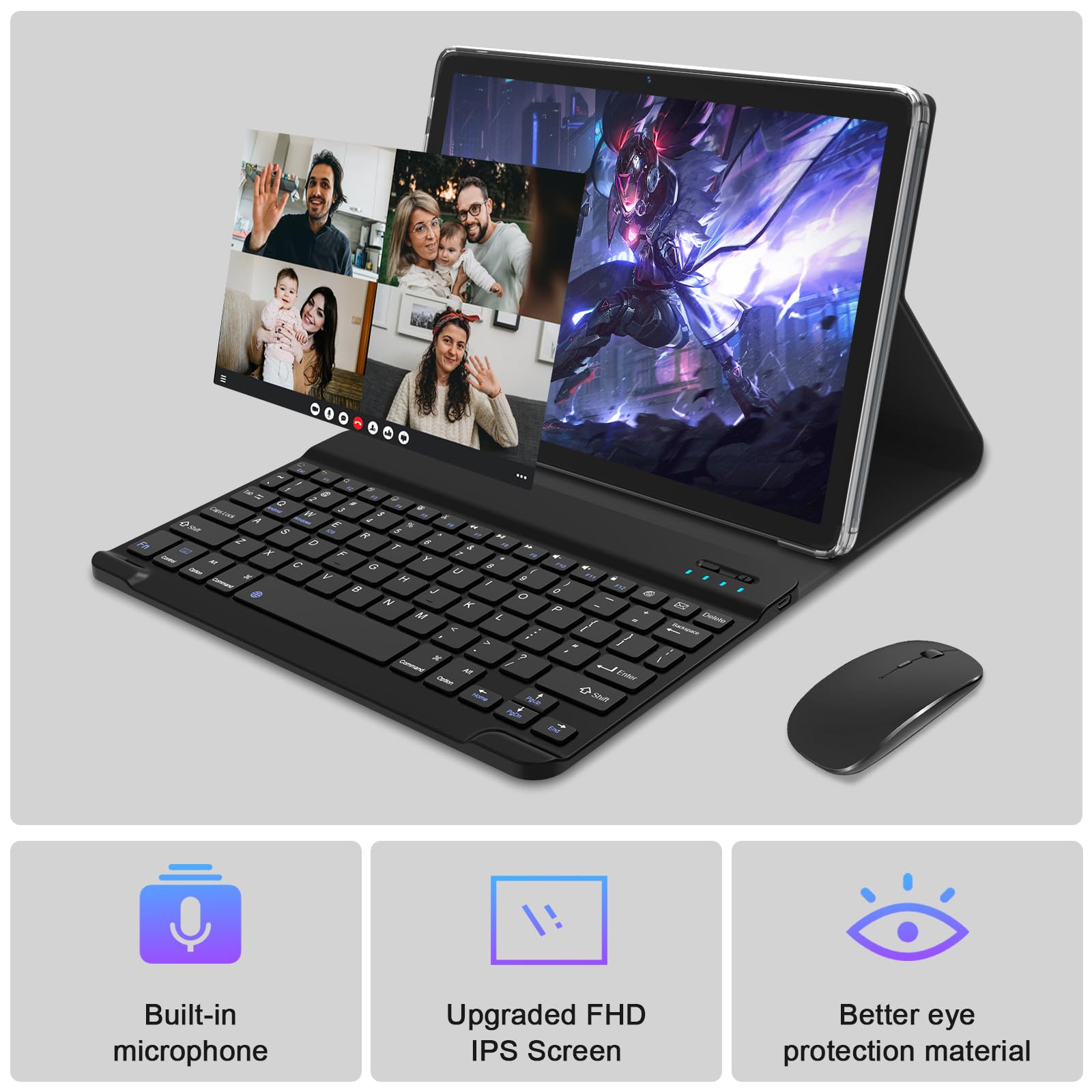 Tablet 10.1 Inch Android 13 Tablets 2024 Latest Android Tablet 128GB ROM+16GB RAM (8+8 Virtual), 2 in 1 Tablet with Keyboard, Powerful Octa-Core+13MP Camera, 1TB TF Expandable, FHD WiFi Tablet PC