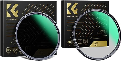 82mm Fixed ND64 & Circular Polarizing Lens Filters Kit (2 Pcs) 6 Stops Fixed Neutral Density Filter CPL Filter with 28 Multi-Layer Coatings for Camera Lens