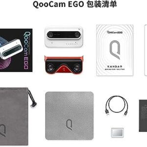 QooCam EGO Instant View 3D Camera Binocular 4K Sports Camera VR Adaptation 3D Lipo Vlog Camera HD (White)