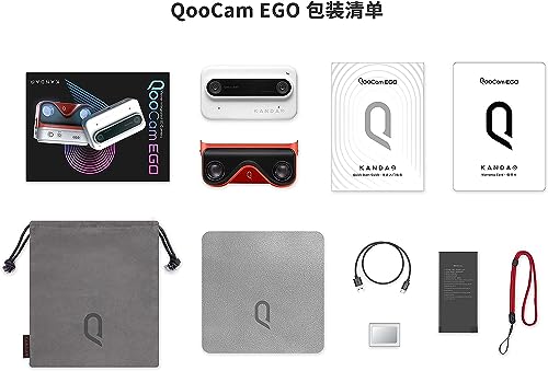 QooCam EGO Instant View 3D Camera Binocular 4K Sports Camera VR Adaptation 3D Lipo Vlog Camera HD (White)