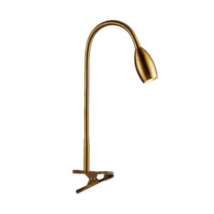 o'bright lumos - versatile clip-on lamp: zoomable spotlight, dimmable led, flexible gooseneck, 4000k light, 100% metal clamp - ideal for reading, crafting, work, and headboards, antique brass