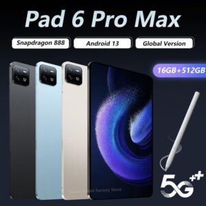 2023 Original Global Version Pad 6 Pro Android 13 Tablet PC Snapdragon 888 16GB 512GB Octa Core 11 InchHD Screen 5G WiFi Tablet Gold add Keyboard / 8GB 128GB