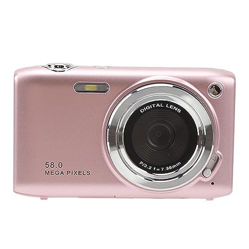 Digital Video Camera, Face Recognition Auto Focus 2.88 Inch Screen 58M 4K Digital Camera 16X for Daily Life (Pink)