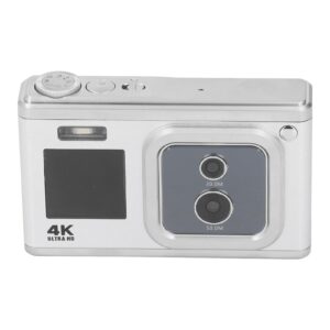 compact digital camera, autofocus 50mp and 30mp digital camera built in flash for vlog (silver)