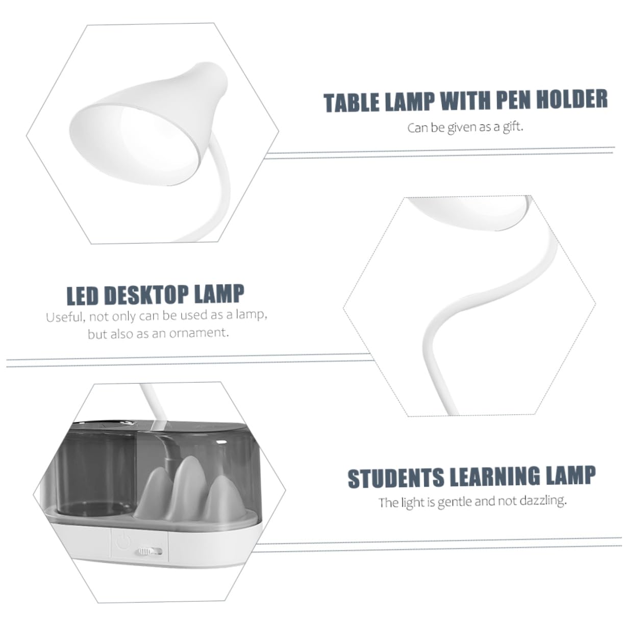 DOITOOL 1 Set Folding Table Lamp Led Bed Night Light Rechargeable Book Light Pen Holder Lamp Dimmable Bedside Lamp Table Lamp with Pen Holder White Eye Protection Student Lamp Clip Plastic