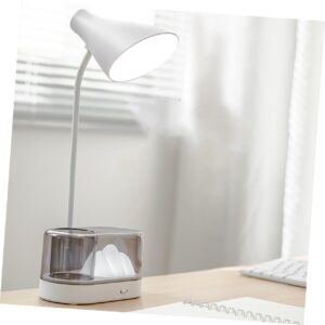 DOITOOL 1 Set Folding Table Lamp Led Bed Night Light Rechargeable Book Light Pen Holder Lamp Dimmable Bedside Lamp Table Lamp with Pen Holder White Eye Protection Student Lamp Clip Plastic