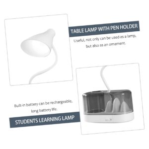 DOITOOL 1 Set Folding Table Lamp Led Bed Night Light Rechargeable Book Light Pen Holder Lamp Dimmable Bedside Lamp Table Lamp with Pen Holder White Eye Protection Student Lamp Clip Plastic