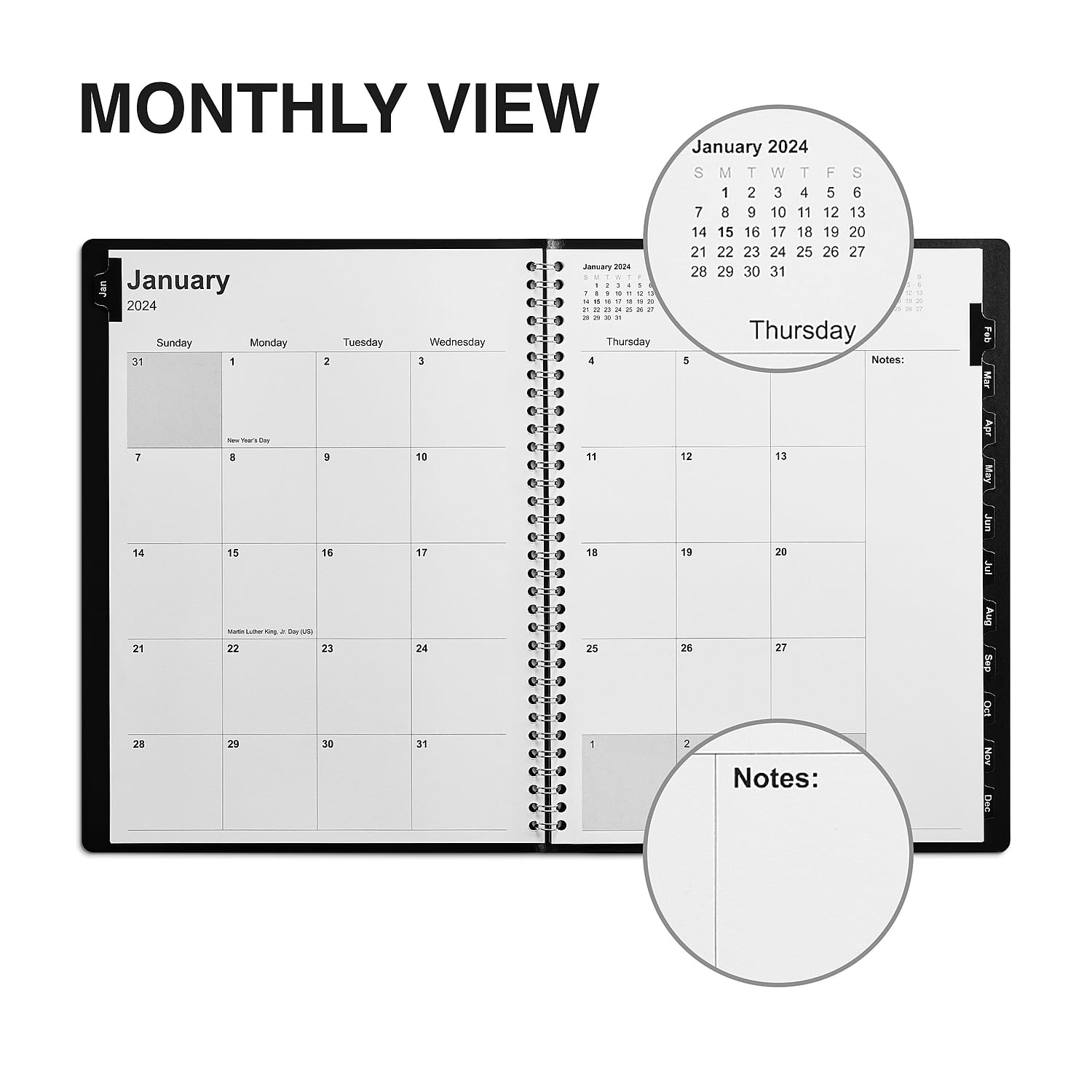 STAPLES 2024 8-inch x 11-inch Monthly Planner, Black (TR52184-24)