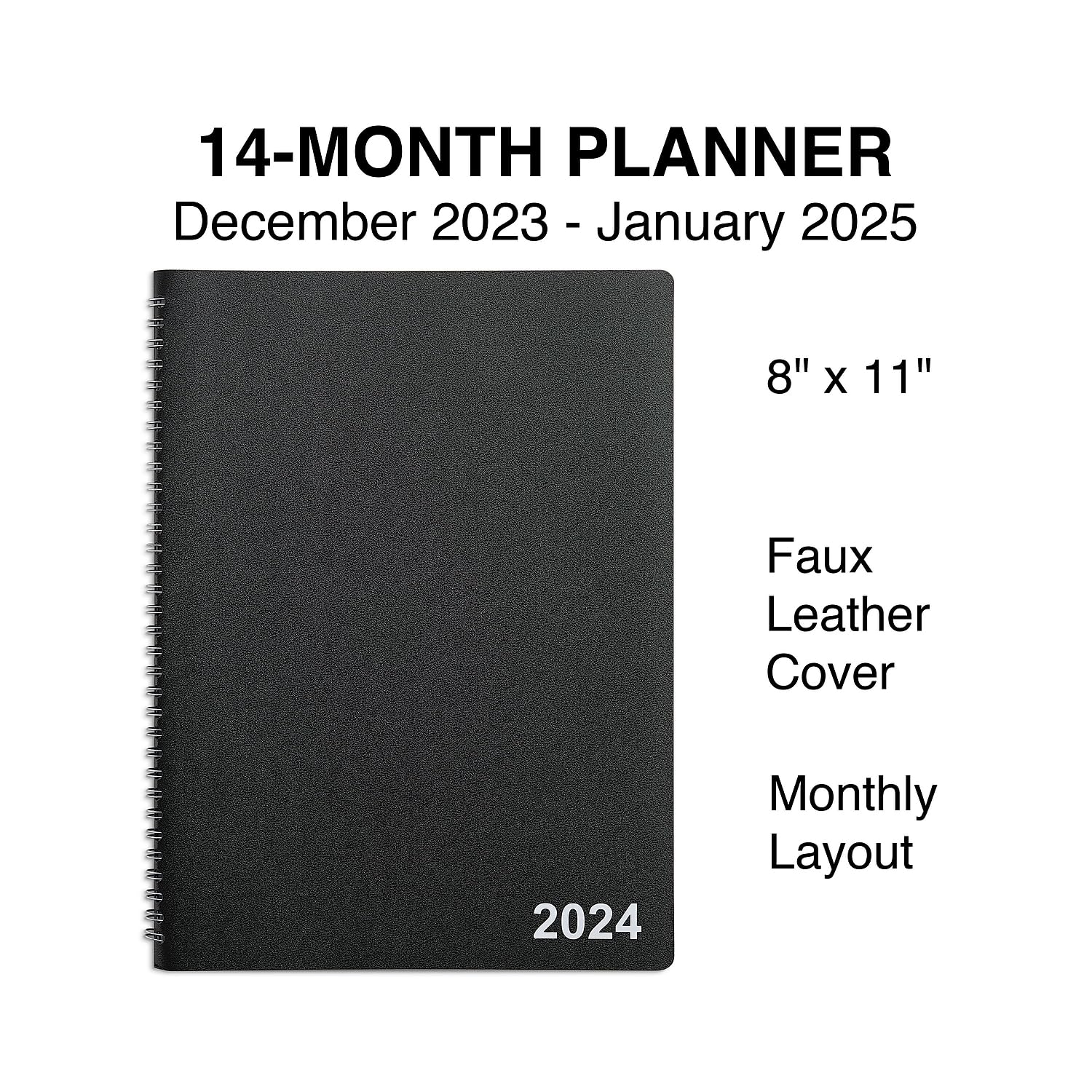 STAPLES 2024 8-inch x 11-inch Monthly Planner, Black (TR52184-24)