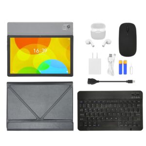 EBTOOLS 2 in 1 Tablet, 10.1 Inch FHD Screen, 12GB RAM 256GB ROM Octa Core, 12MP 24MP Dual Cameras Tablet with Mouse Keyboard Earbud US Plug 100‑240V (US Plug)