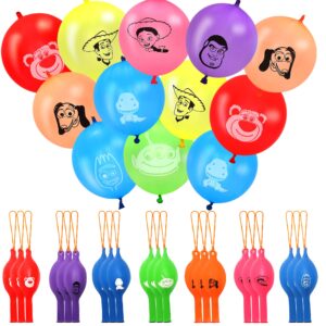 24pcs story party favors punch balloons latex party balloons with rubber band handle, toy inspired story themed party supplies for kids halloween prize punch game rewards, 8 patterns