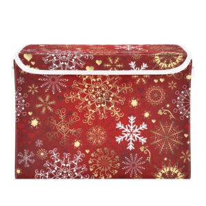 xigua christmas snowflakes storage bins with lids and carrying handle,foldable storage boxes organizer containers baskets cube with cover for home bedroom closet office nursery