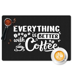 coffee bar mat (18"x12") - absorbent & non-slip silicone - perfect for coffee makers, espresso machines & countertops - stylish, heavy-duty & easy-clean accessory for shops, restaurants & hotels