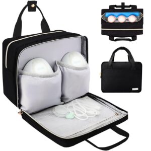 wearable breast pump bag with cooler compatible with momcozy s12 pro, elvie & medela pump in style, carrying case for breast pump and accessories, black(bag only)
