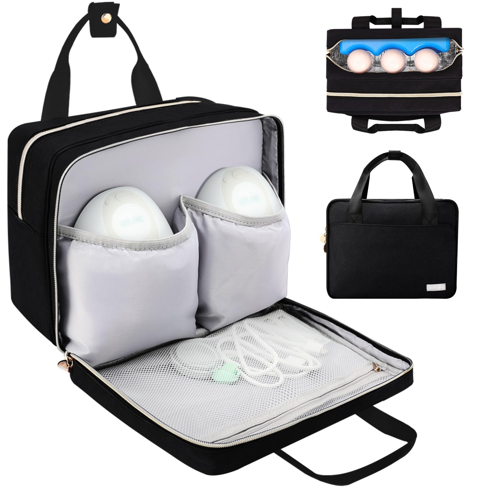 Wearable Breast Pump Bag with Cooler Compatible with Momcozy S12 Pro, Elvie & Medela Pump in Style, Carrying Case for Breast Pump and Accessories, Black(Bag Only)