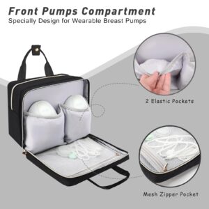 Wearable Breast Pump Bag with Cooler Compatible with Momcozy S12 Pro, Elvie & Medela Pump in Style, Carrying Case for Breast Pump and Accessories, Black(Bag Only)