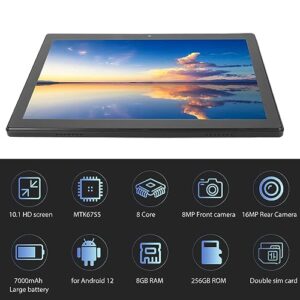 DAUERHAFT 10.1 Inch Tablet, 8GB RAM 256GB ROM Octa Core Processor 8MP Front Camera 10.1 Inch Tablet PC for Android 12.0 for Learning for Work (US Plug)