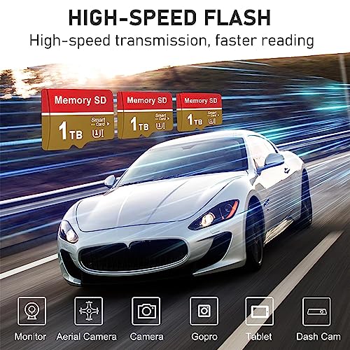 SD Card 1TB Portable Memory Card Fast Speed SD Cards Large Capacity TF Card Dustproof Memoria SD Typically Used for Data Storage in Cameras/Monitors/Car Stereos/Android Smartphones