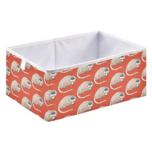opossum cube storage bin,large collapsible organizer storage basket for home décor 11 x 11 x 11 in