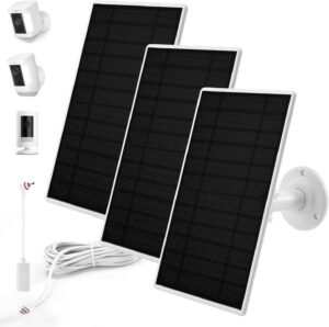 3 pack solar panel charger for ring security camera, compatible with ring spotlight camera plus/pro/battery, for ring stick up camera 2nd & 3rd gen, 13.2ft long cable with usb-c to barrel plug adapt