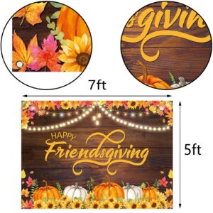 Nepnuser Happy Friendsgiving Photo Booth Backdrop Fall Harvest Thansgiving Friends Party Decorations Maple Leaves Sunflower Wall Decor Supplies (7×5ft)