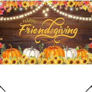 Nepnuser Happy Friendsgiving Photo Booth Backdrop Fall Harvest Thansgiving Friends Party Decorations Maple Leaves Sunflower Wall Decor Supplies (7×5ft)