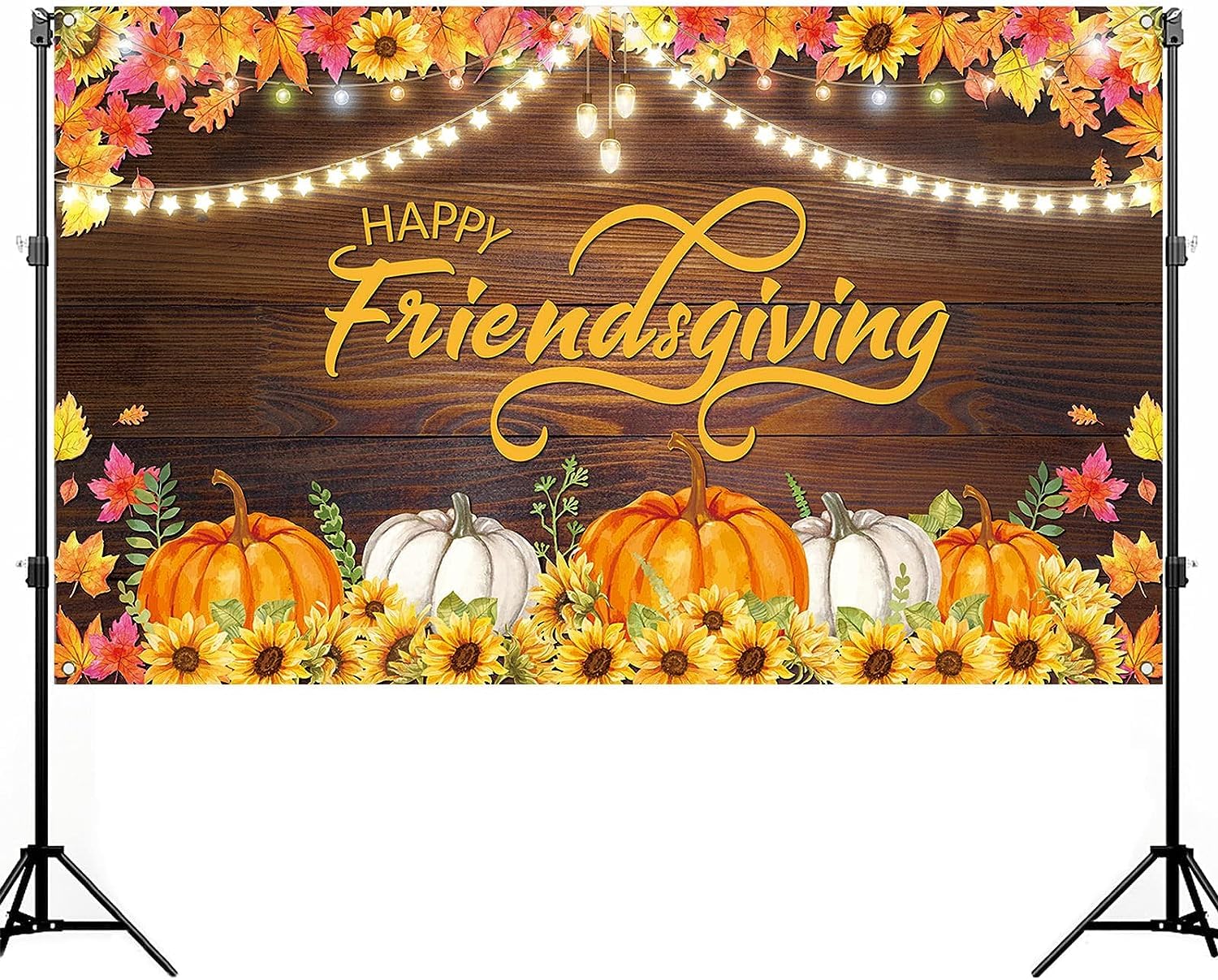 Nepnuser Happy Friendsgiving Photo Booth Backdrop Fall Harvest Thansgiving Friends Party Decorations Maple Leaves Sunflower Wall Decor Supplies (7×5ft)