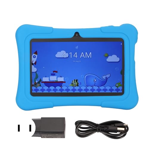 FOLOSAFENAR Kids Tablet 7 Inch Dual Camera WiFi Safe Kids Tablet 512GB Expandable 100-240V Quad Core with Parental Control for Gaming for Android 11 (US Plug)