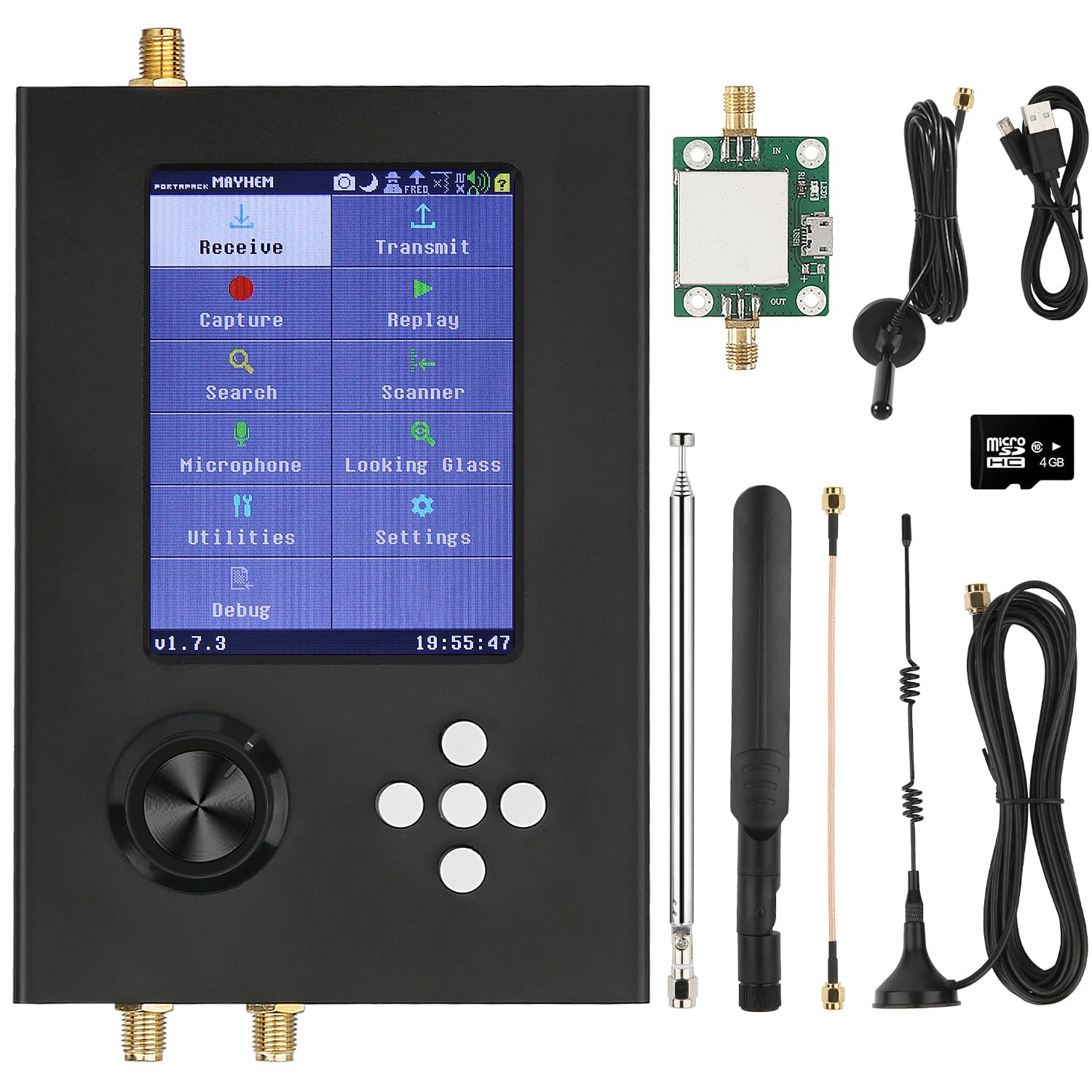 Portapack H2, 3.2in TFT Touch Screen Radio Transceiver 1MHz‑6GHz, SDR Radio Receiver Kit for Communication, 3.5mm Audio Jack USB Charge, Built-in Speaker and 2000mAh Lithium Battery