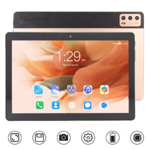 10.1 Inch Tablet Gold FHD, Octa Core CPU, 6GB RAM 128GB ROM, Dual Camera, 5G WiFi, 4G LTE, BT Keyboard, for Android 12 (US Plug)