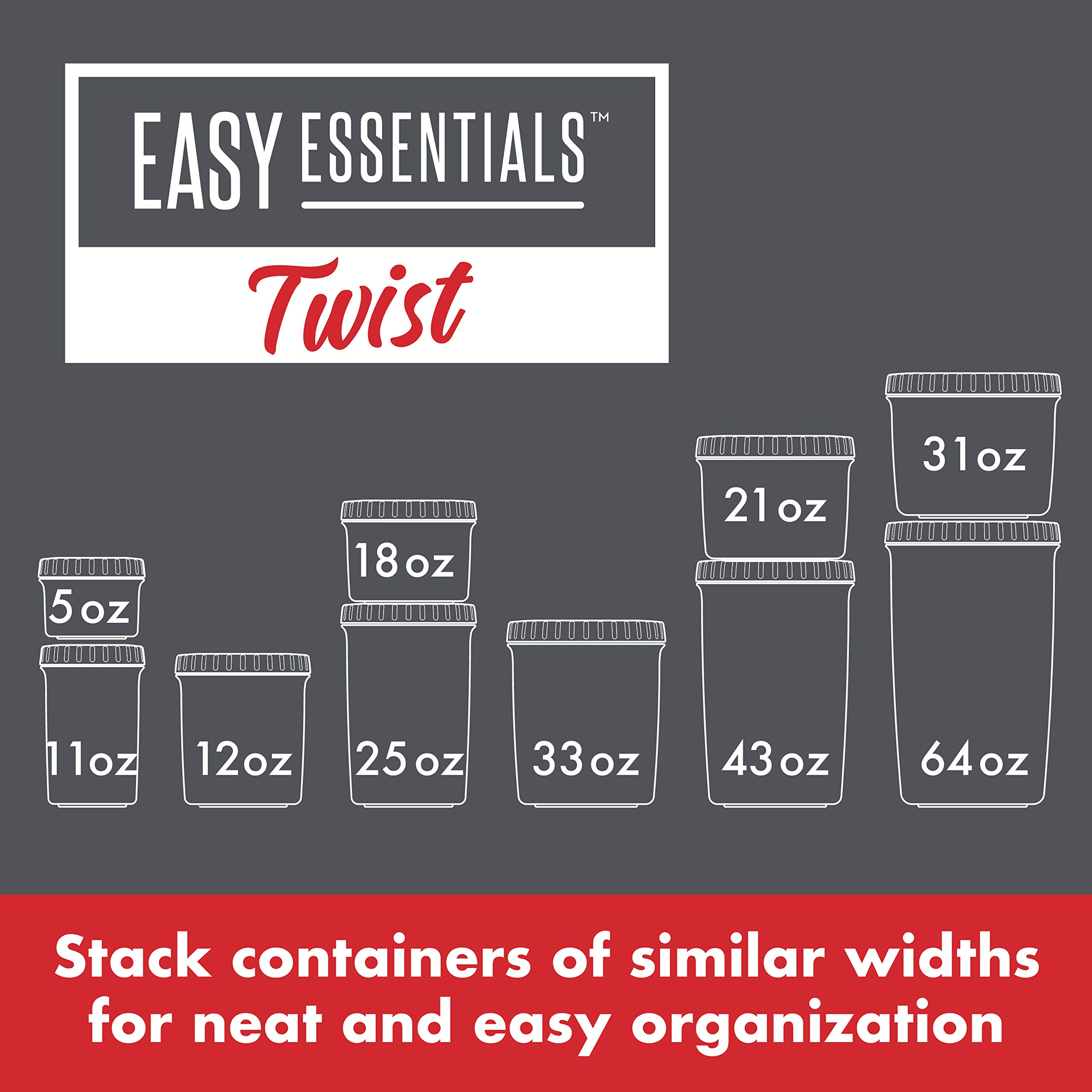 LocknLock Easy Essentials Twist Food Storage lids/Airtight containers, BPA Free, Tall-11 oz-for Nuts, Clear (Pack of 2)