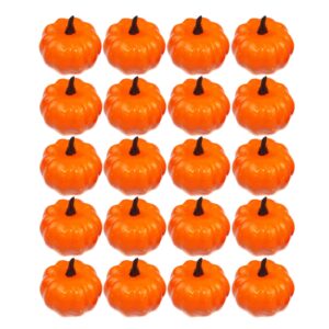 artificial pumpkins bulk with assorted sizes, 20pcs foam pumpkins pumpkin decor mini halloween pumpkin set orange lifelike fauk pumpkins thanksgiving tabletop table centerpiece for home(24)