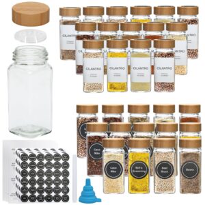 datttcc 4oz spice jars with labels, glass spice jars with bamboo lids, spices container set with printed spice labels, kitchen empty spice jars with shaker lids, 30 pcs