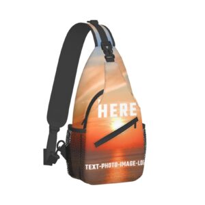 Custom Sling Bag Personalise Image Text Crossbody Shoulder Bag Travel Hiking Daypack Chest Bags For Women Men.