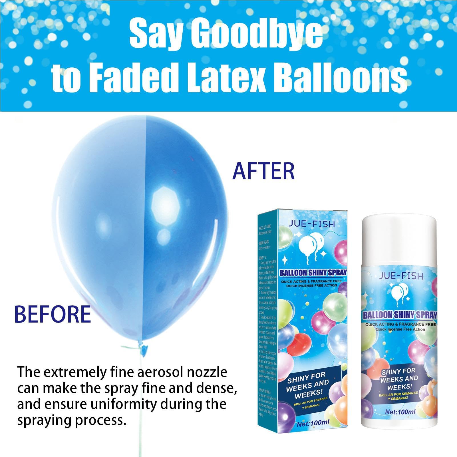 Balloon High Shine Spray for Latex Balloons | Aerosol Balloon Spray,Balloon Spray Shine for an Elegant Hi Gloss Finish in Minutes,Ultra Shiny Glow Spray Party Decoration and Enhancer Shimmer Effect