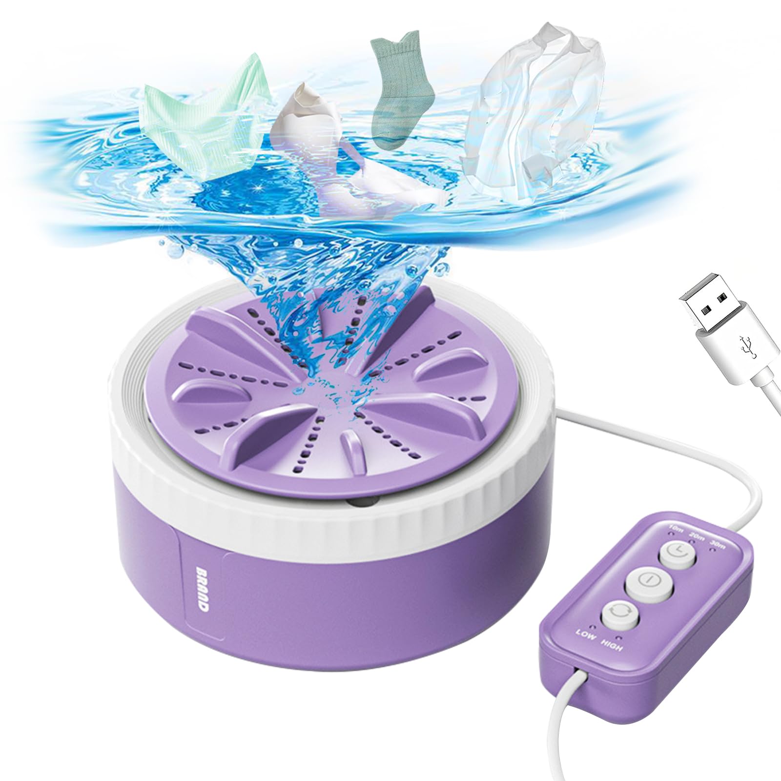 Portable Washing Machine, VSFAMLAD Mini Turbo Washing Machine USB Powered 3 Timing Modes Portable Washer, Suitable for Home, Business, Travel, College Room, RVApartment (Purple)