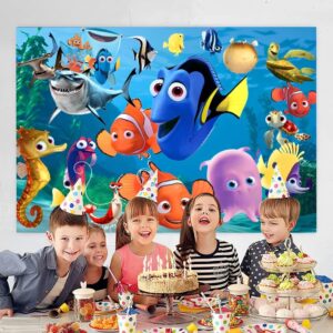 Finding Nemo Background Birthday Decorations, Finding Dory Happy Birthday Banner Backdrop for Finding Nemo Birthday Party Supplies (5x3ft)