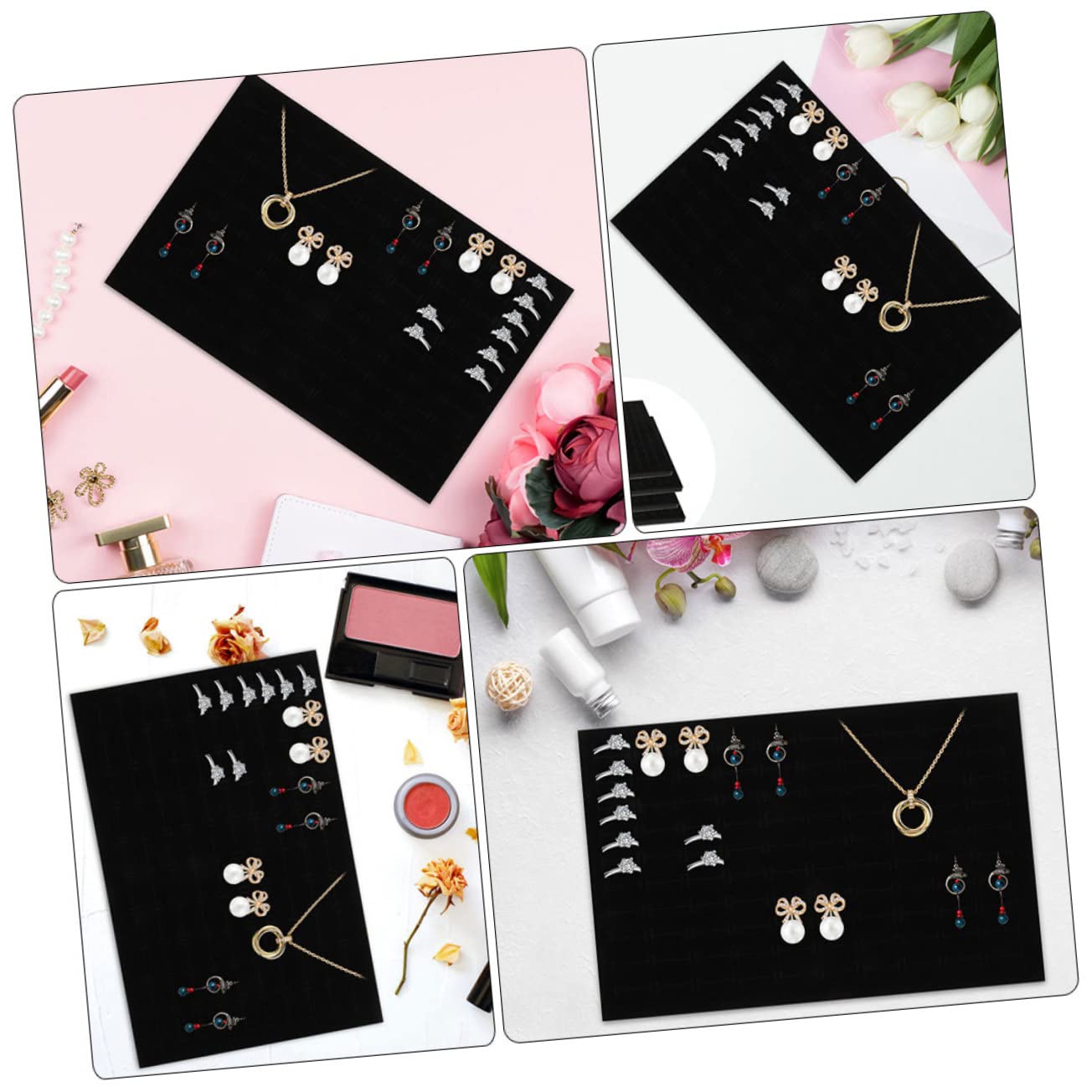 ABOOFAN 2pcs Box Jewelry Sponge Pad black stand black necklaces foam inserts jewelry insert sponge earring tray inserts sponge earring tray Ear Stud Sponge Insert jewelry supplies earrings