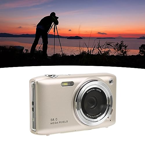 Digital Camera, Multi Function 58M 4K Timed Photography Digital Video Camera 2.88 Inch Screen 16X for Daily Life (Gold)