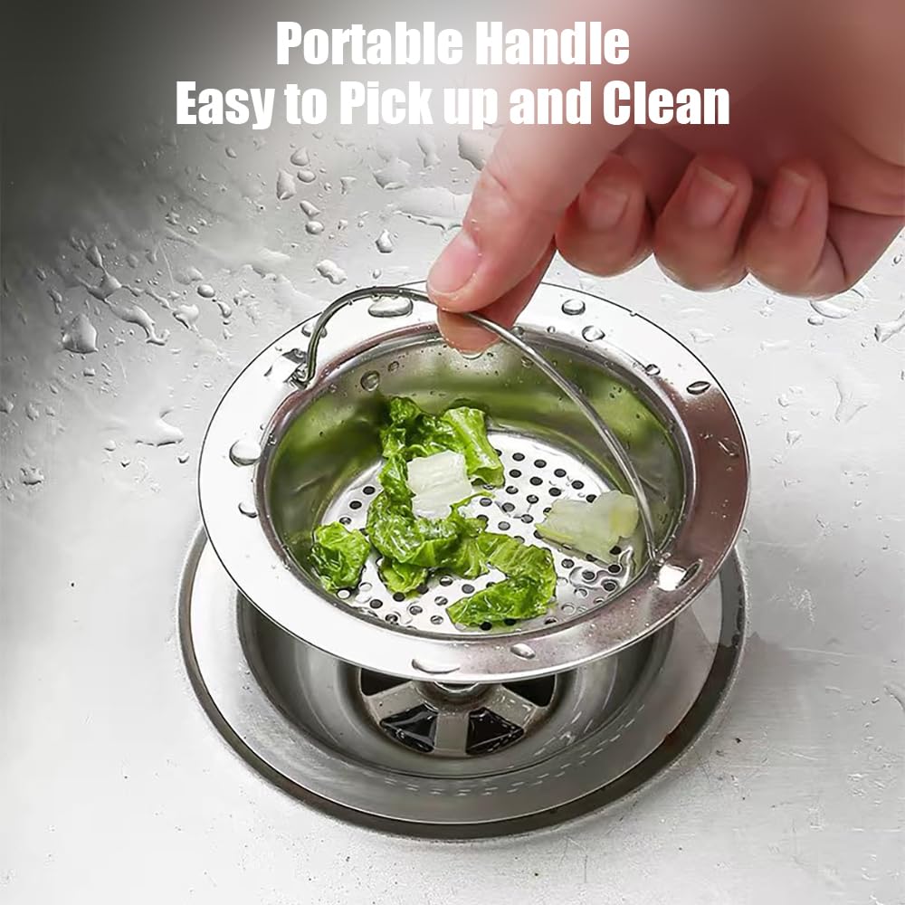 Kitchen Sink Drain Strainer Basket Stopper Cover Filter mesh Stainless Steel 2 Pack Food Catcher Screen