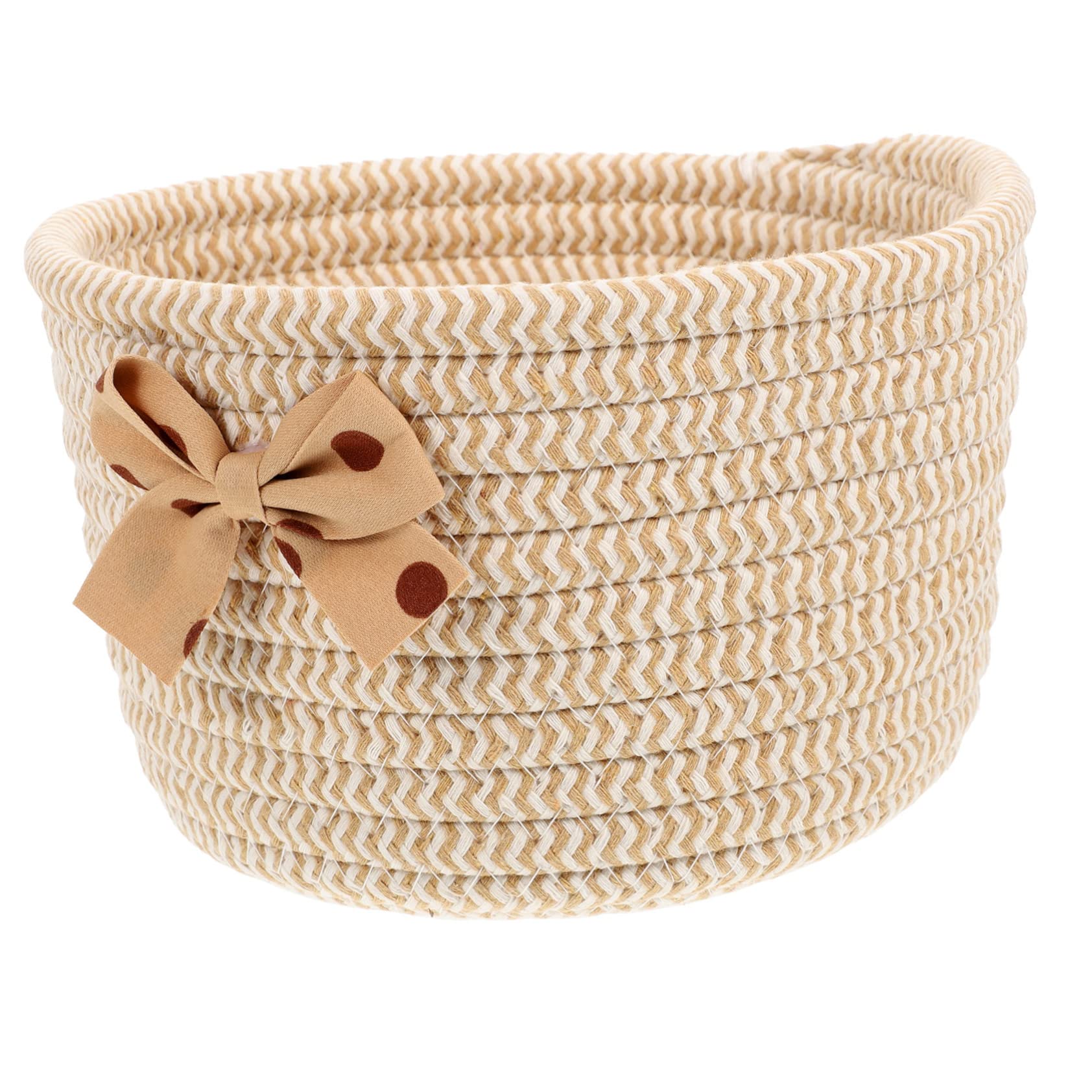 NOLITOY Cotton Rope Storage Basket Yellow Basket Cotton Rope Organizer Table Book Toy Storage Basket Desktop Storage Basket Cute Basket Diaper Basket Round Woven Basket The Cat Fabric Baby