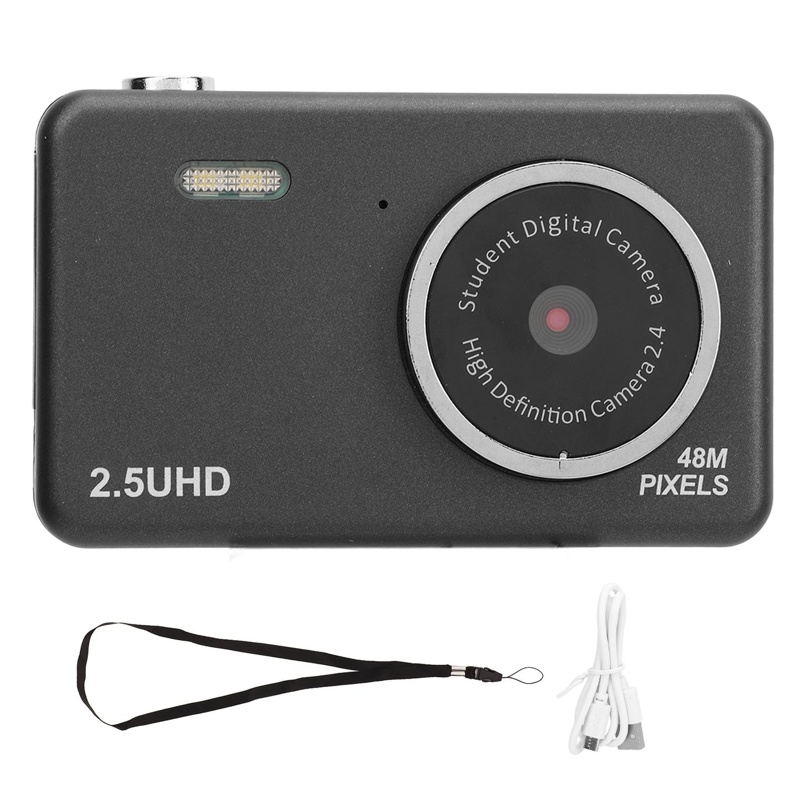 2.5K Digital Camera, 8X Zoom Automatic Light Sensitivity Dual Lens Video Camera, for Kids Student, Cute Pocket HD Camcoder (Black)