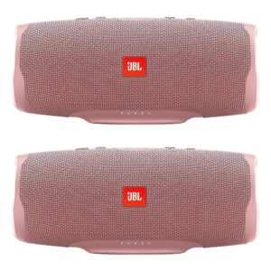 jbl charge 4 - waterproof portable bluetooth speaker bundle - pink/pink (pair)
