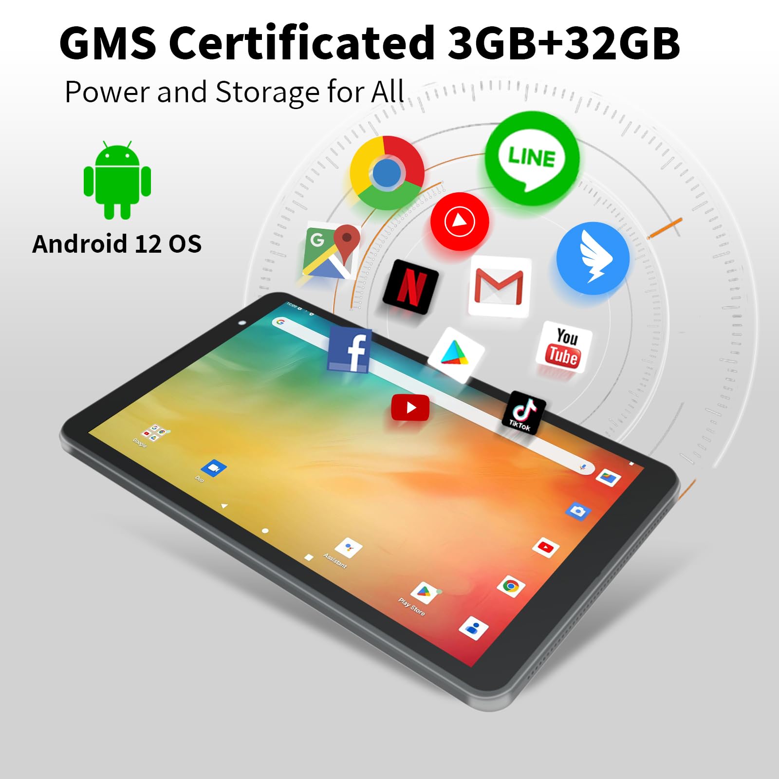 Tab A8 Tablet, 2023 Android 12 Tablet PC 8inch HD LCD Touch Screen 3GB+32GB WiFi Dual Camera Bluetooth Google Play YouTube Netflix Parental Control