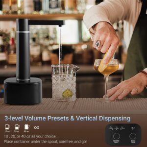 Desktop Water Dispenser for 5 Gallon Bottle. High Spout and Rotating Arm for Any Size Containers. 3 Volume Setting,Desktop and Barrel Use,USB-C Charge. Automatic Water Pump for Home,Outdoor.(Black)