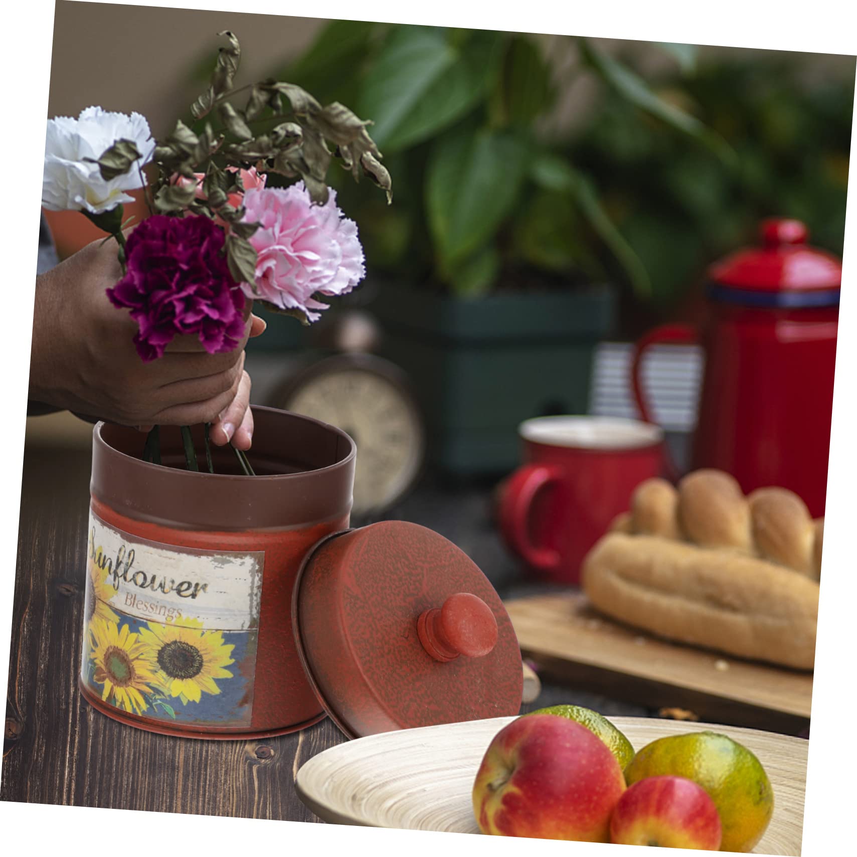 Cabilock Rustic Decor cookies tin farmhouse with lids vase bulk vases cookie tray with lid Container Plant Holder cactus Rustic Bread