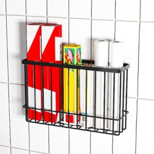 Alipis Kitchen Storage Shelf Kitchen Wall Basket Shower Basket Wall Hanging Basket Bathroom Toiletries Basket Hanging Wall Basket Sundries Storage Holder Iron Storage Basket Wall-mounted