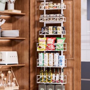 HapiRm Over Door Pantry Organizer - 8-Tier Metal Pantry Organizers and Storage with 8 Adjustable Baskets, Easy to Install Over The Door Spice Rack, Home & Kitchen Hanging Door Organizer