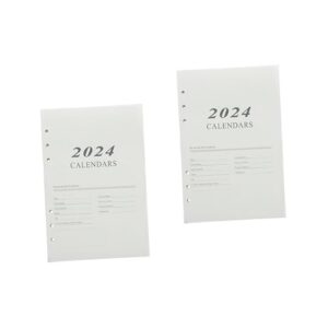 nuobesty 2pcs 2024 english agenda book inside page a5 pocket notebook pocket notepad daily planner 2023-2024 daily planner 2024 blank notebook white accessories office portable paper