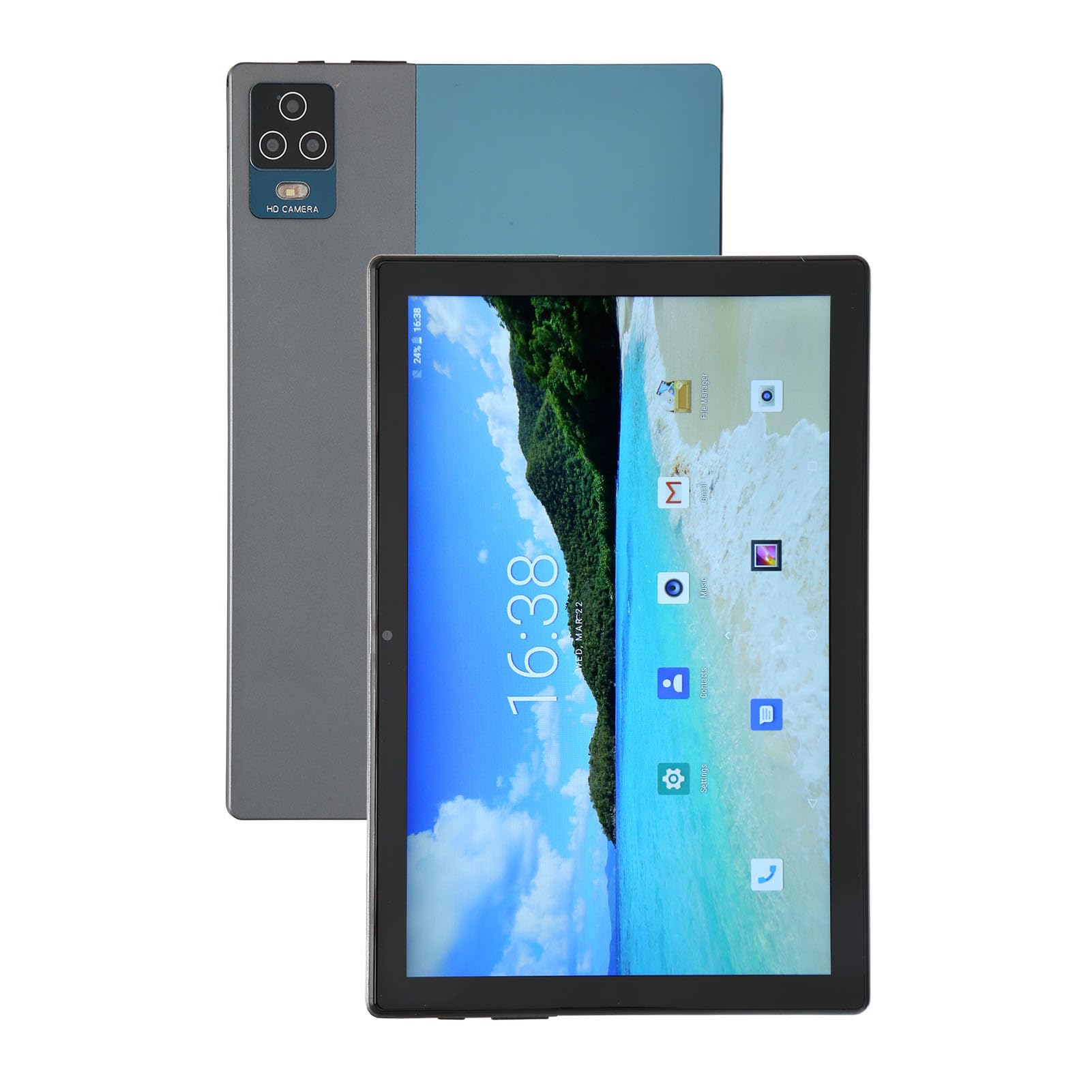 2 in 1 Tablet 10.1 Inch 12 8GB 256GB 16MP Camera Octa Core Processor WiFi GPS BT Tablet PC with Keyboard Blue (US Plug)